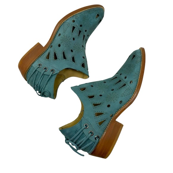 Musse And Cloud Laser Cut Lace Back Coolise Suede Leather Ankle Boots Women Sz 7 - Picture 1 of 9